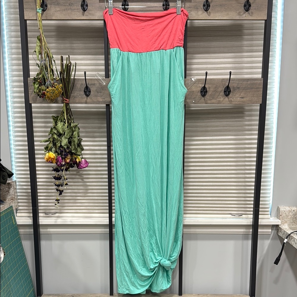 Coral and Mint Maxi Dress